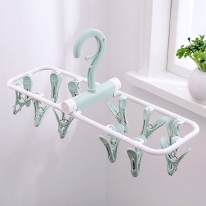 12  Clip Folding Drying Rack Underwear Socks Clip Multi  functional Clothes Rack  Green