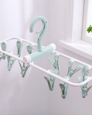 12  Clip Folding Drying Rack Underwear Socks Clip Multi  functional Clothes Rack  Green